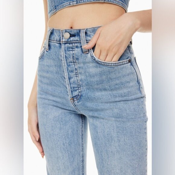 Aritzia Denim Forum The Arlo High Rise Straight Jeans Blue — Size 28, 26L - Picture 2 of 12